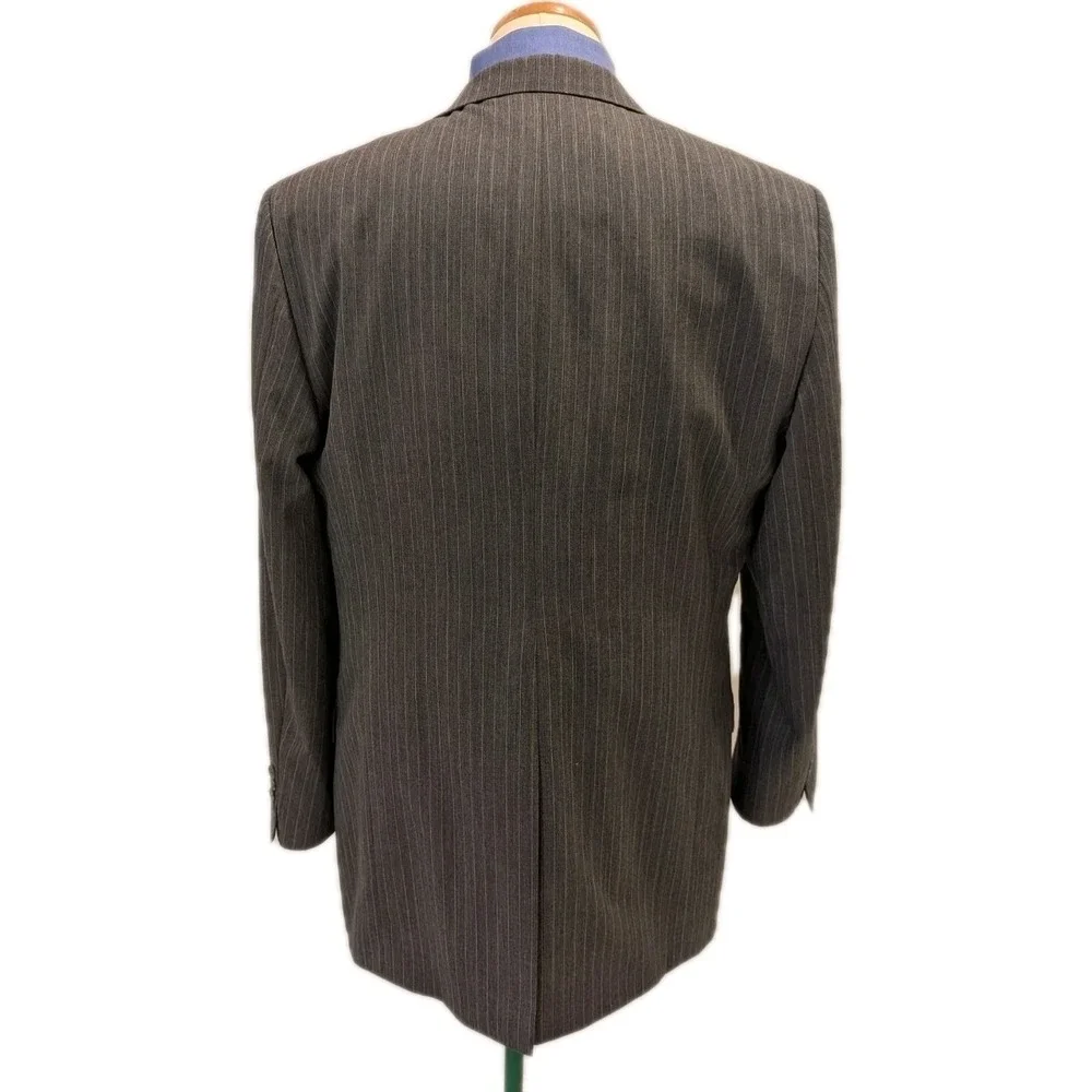 vtg Hart Schaffner Marx 44L 37x30 Suit Grey Pinstripe Union Made USA Import Wool